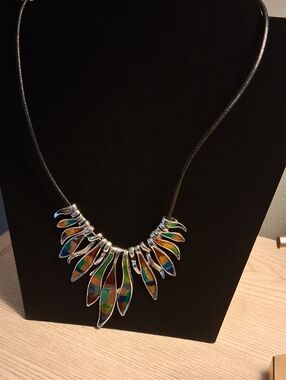 Multicolor Enamel Petal Statement Necklace - Women Jewelry